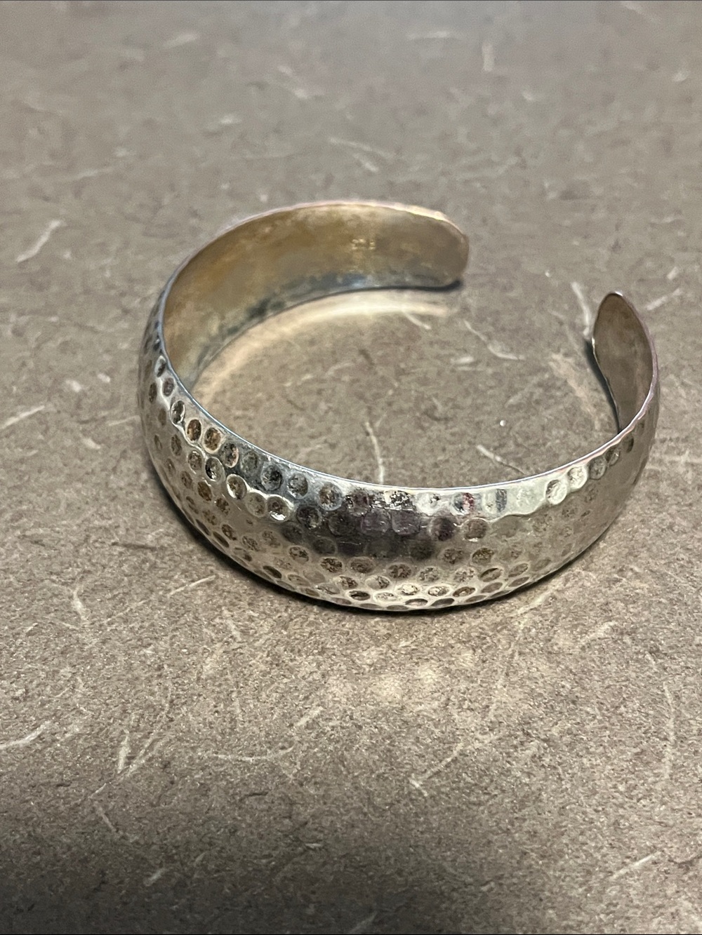 Hammered 925 marked Silver Cuff Bracelet